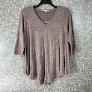 Green Envelope Women's Plus Size Pink Marled Comfy Knit Top - Size 1X - Cozycore